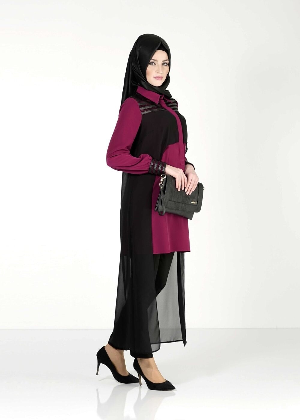 Tesettür giyim MÜRDÜM TÜL DETAYLI TUNİK 4088 