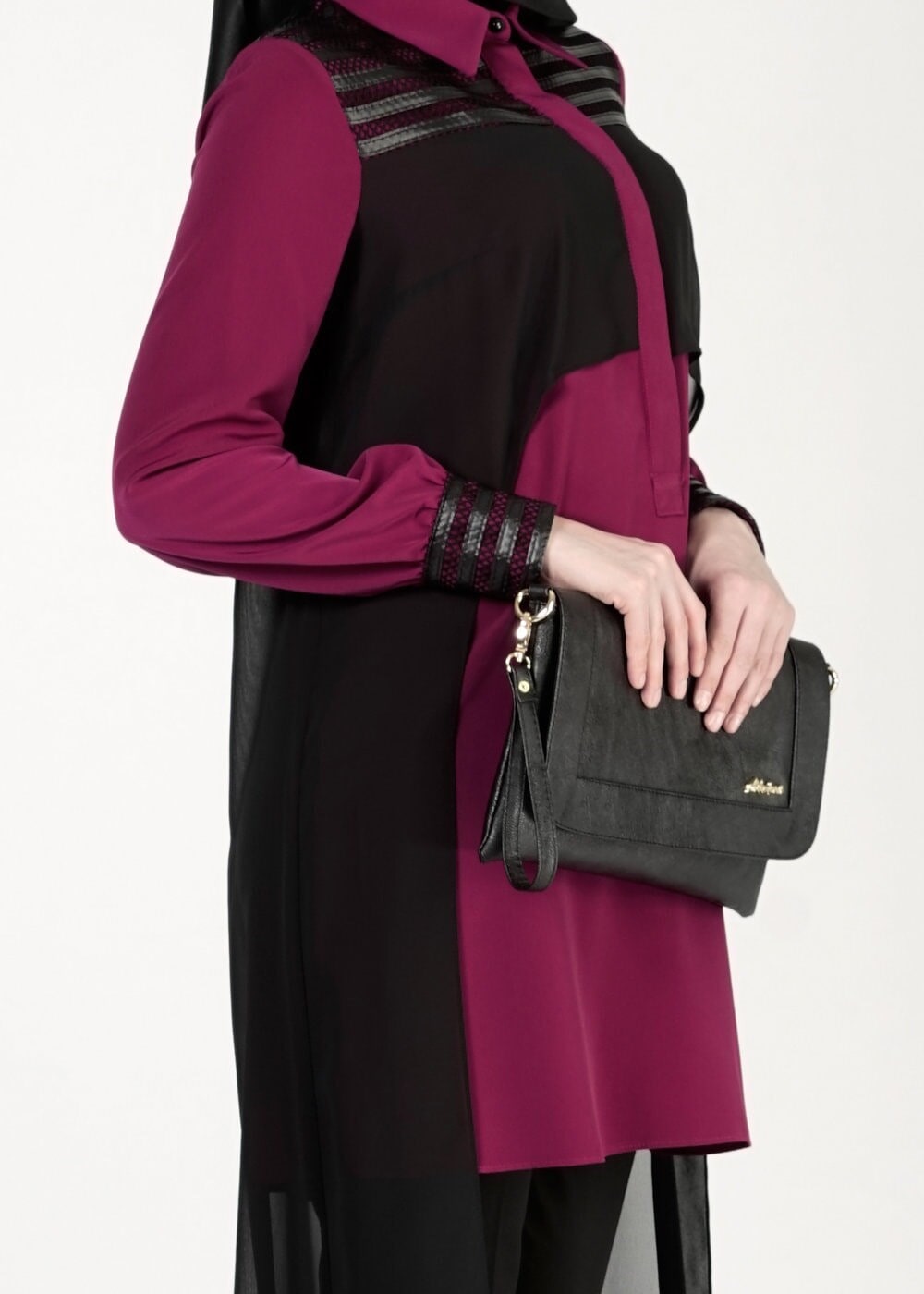 Tesettür giyim MÜRDÜM TÜL DETAYLI TUNİK 4088 