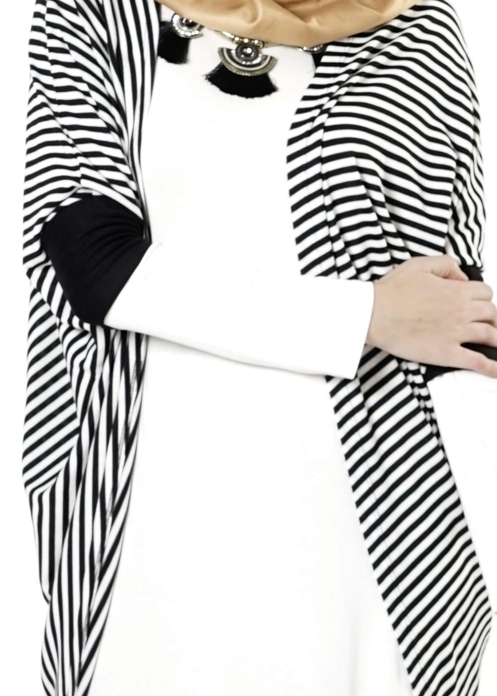 Tesettür giyim BEYAZ ÇİZGİLİ TUNİK 4103 