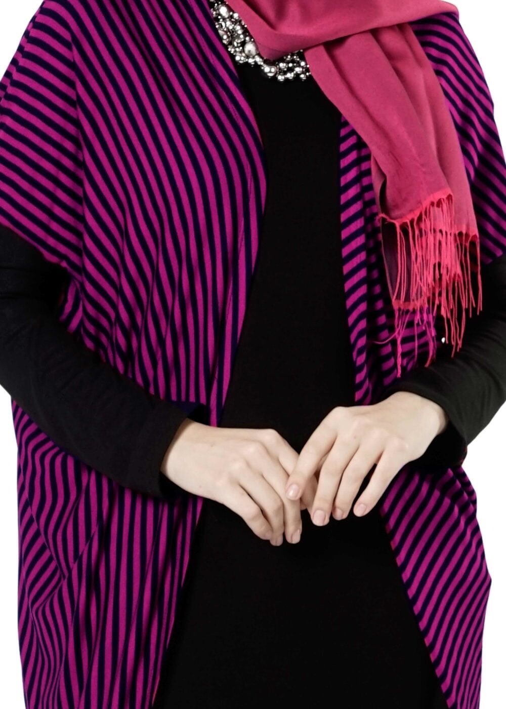 Tesettür giyim FUŞYA ÇİZGİLİ TUNİK 4103 