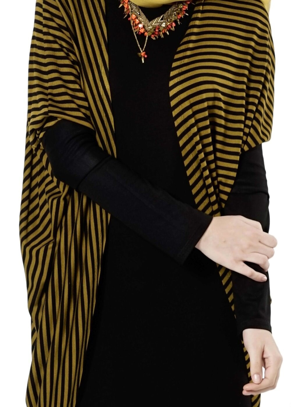 Tesettür giyim YEŞİL ÇİZGİLİ TUNİK 4103 