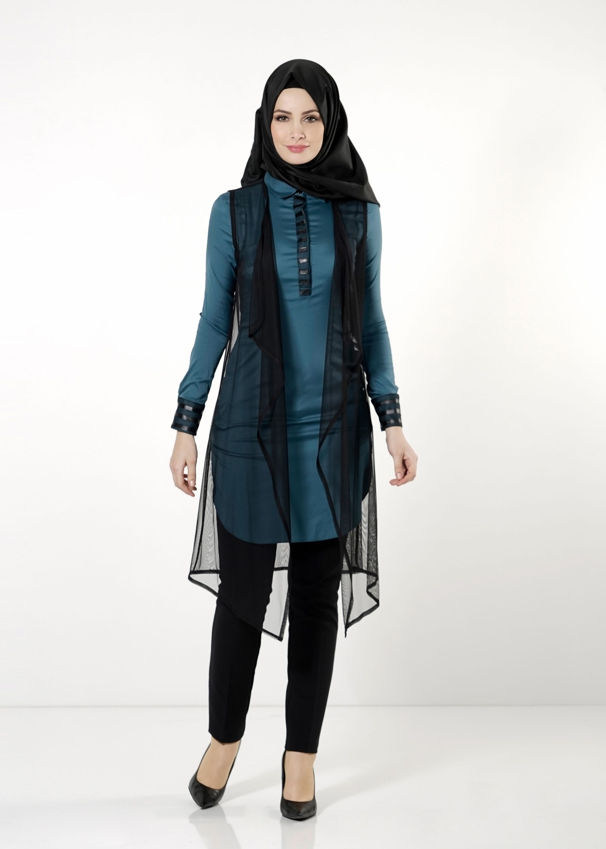 Tesettür giyim MAVİ 4129 TUNİK 