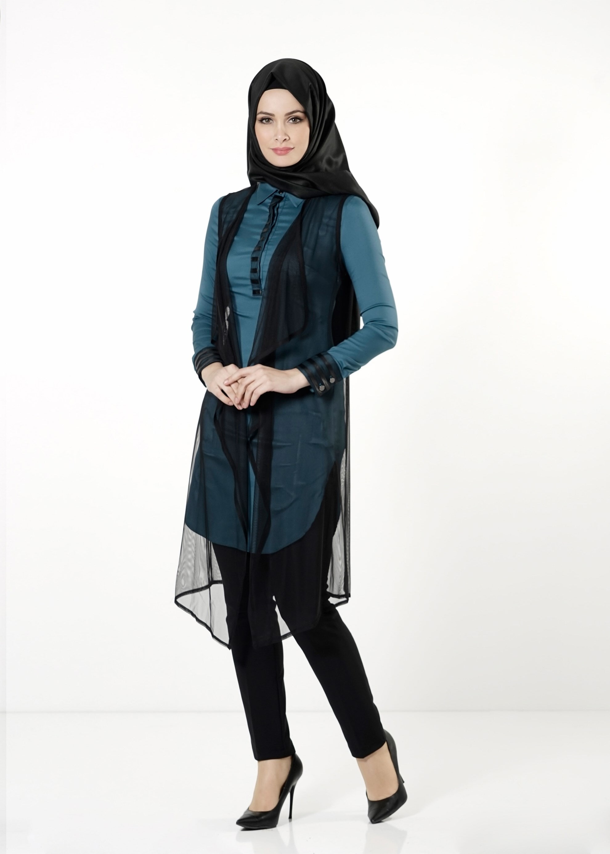 Tesettür giyim MAVİ 4129 TUNİK 