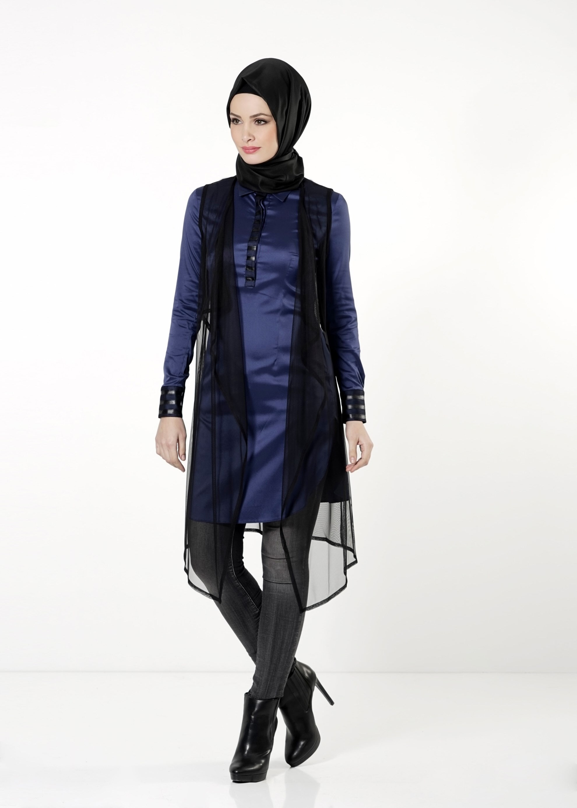 Tesettür giyim LACİVERT 4129 TUNİK 