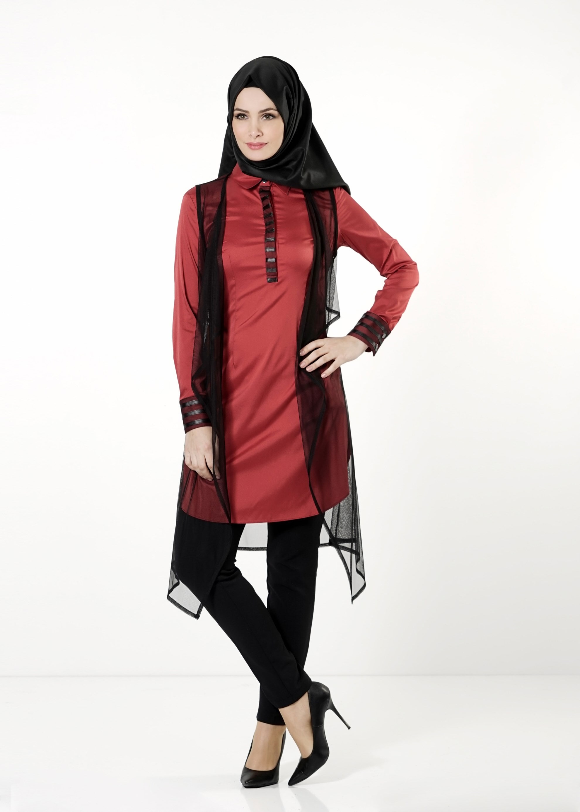 Tesettür giyim BORDO 4129 TUNİK 