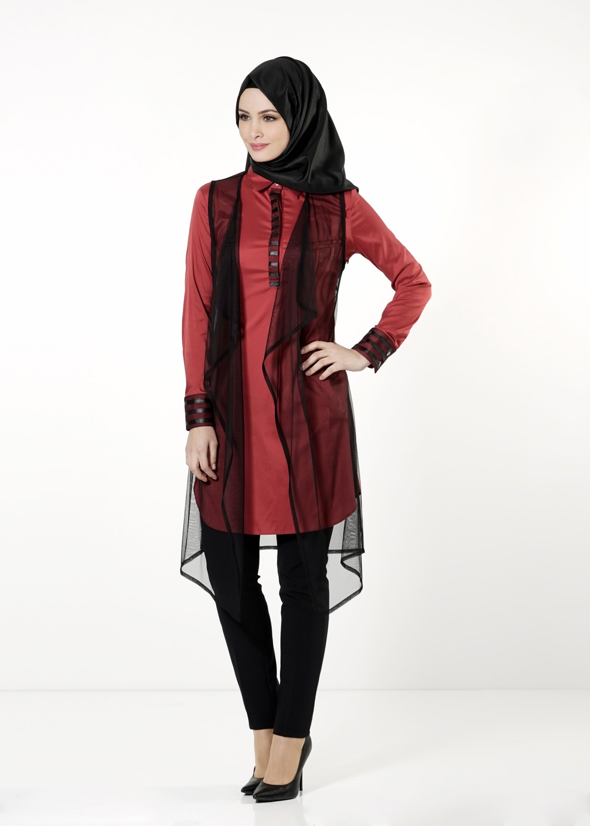 Tesettür giyim BORDO 4129 TUNİK 
