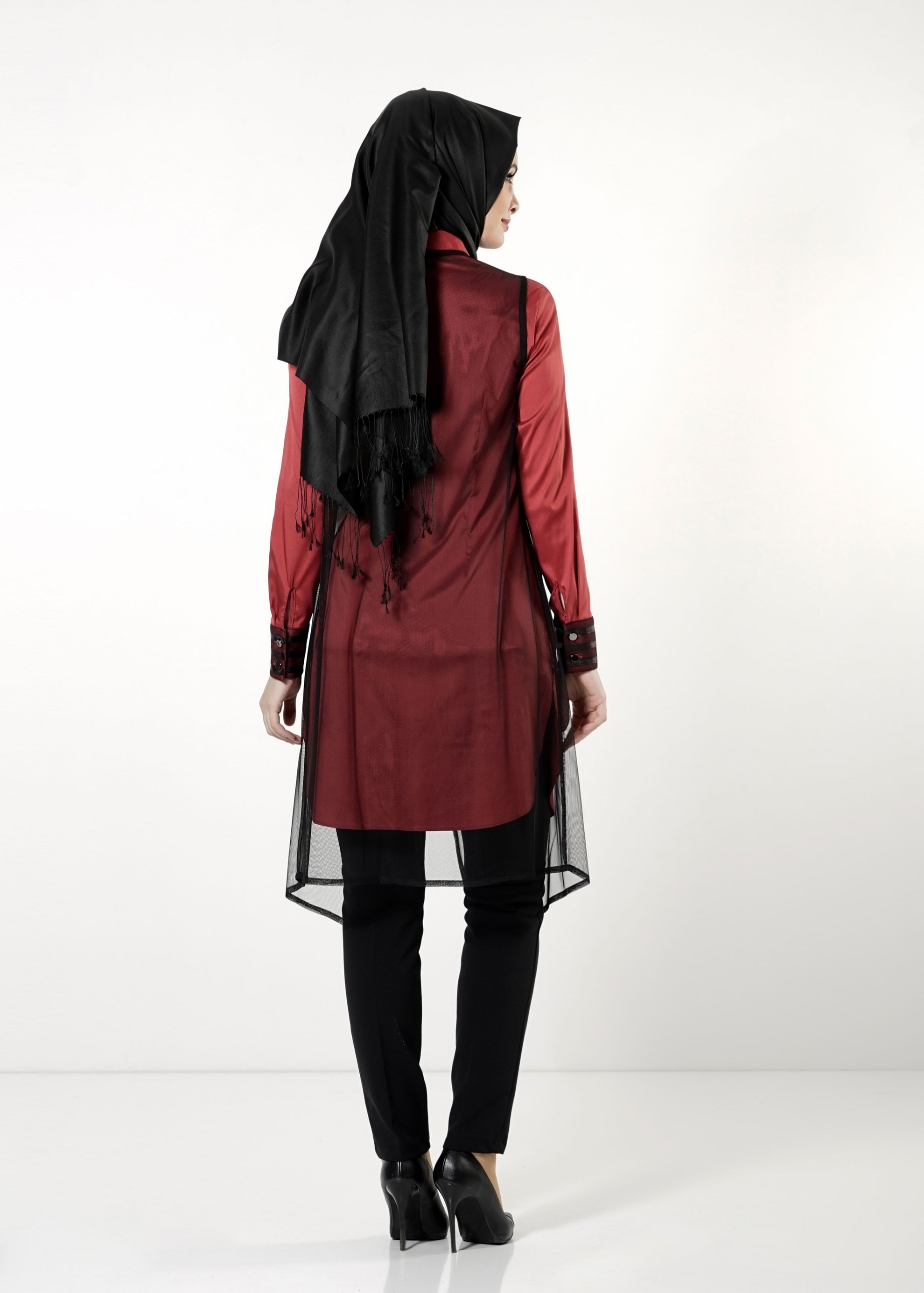 Tesettür giyim BORDO 4129 TUNİK 