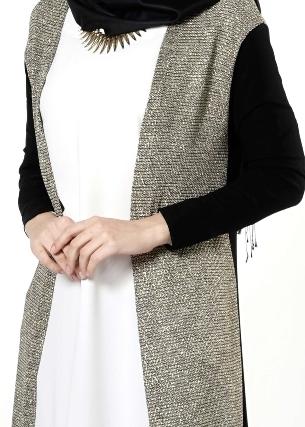 Tesettür giyim SİYAH SİMLİ TUNİK 4132 