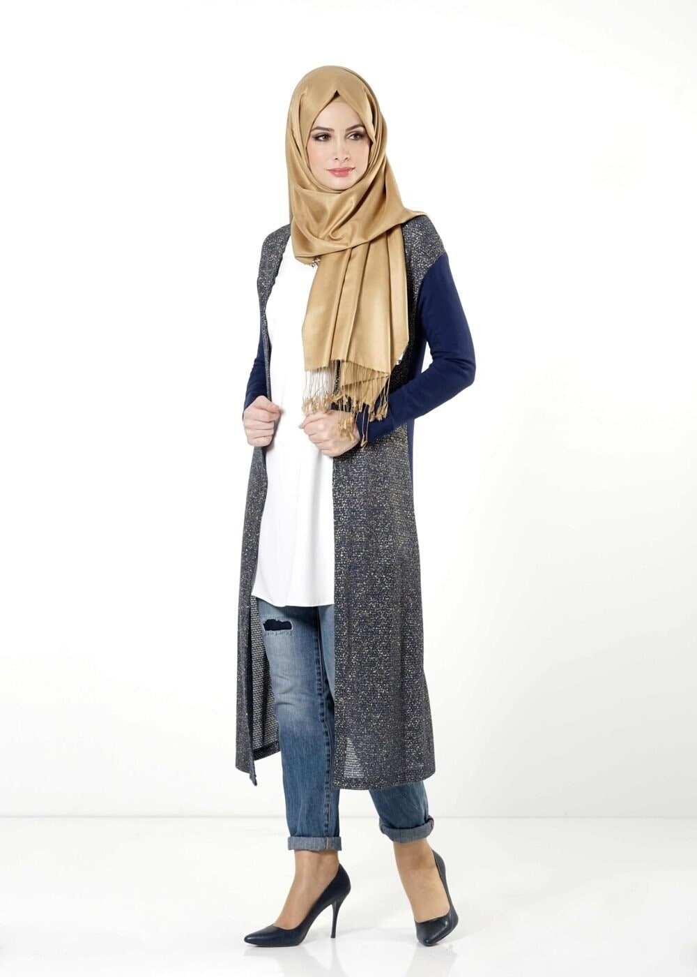 Tesettür giyim LACİVERT SİMLİ TUNİK 4132 