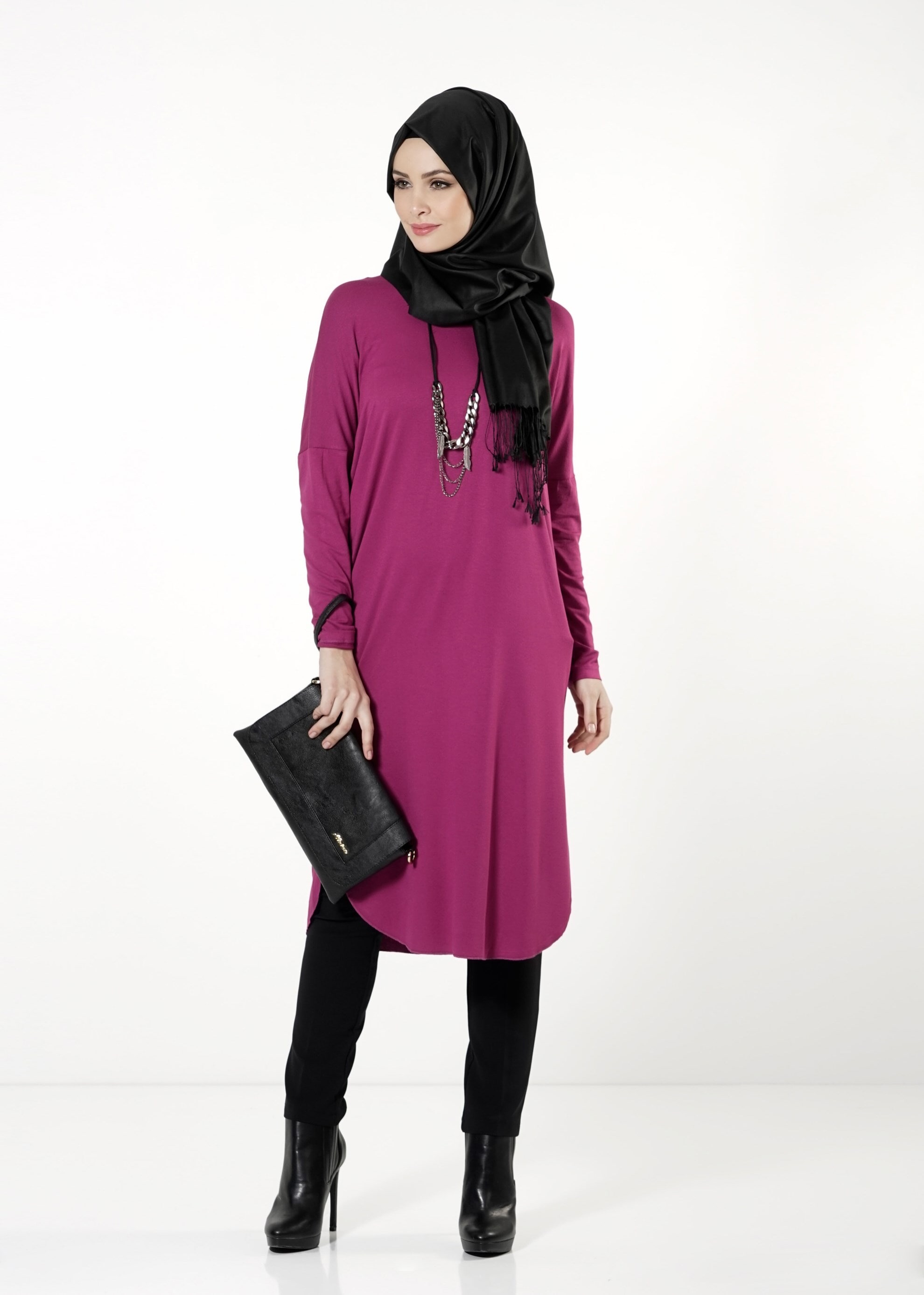 Tesettür giyim FUŞYA 4138 TUNİK