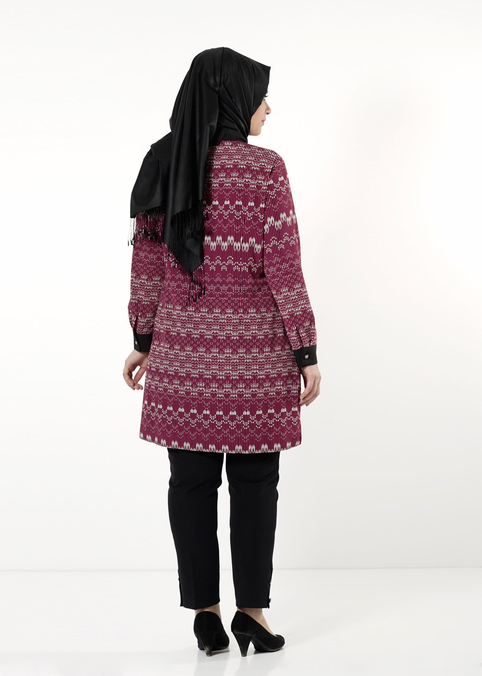 Tesettür giyim FUŞYA DESENLİ TUNİK 4166