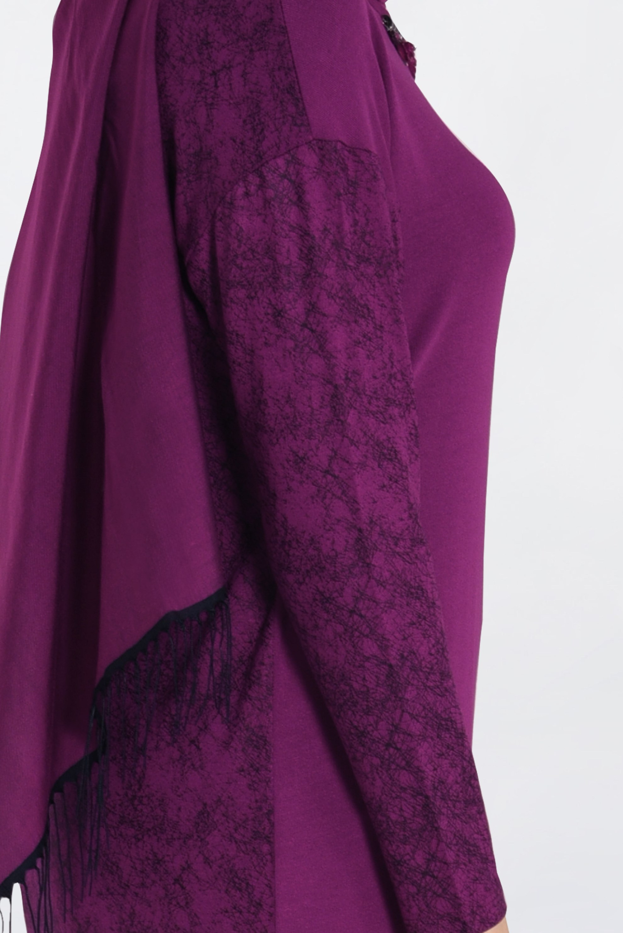 Tesettür giyim FUŞYA AKSESUARLI BASKILI TUNİK 4186 