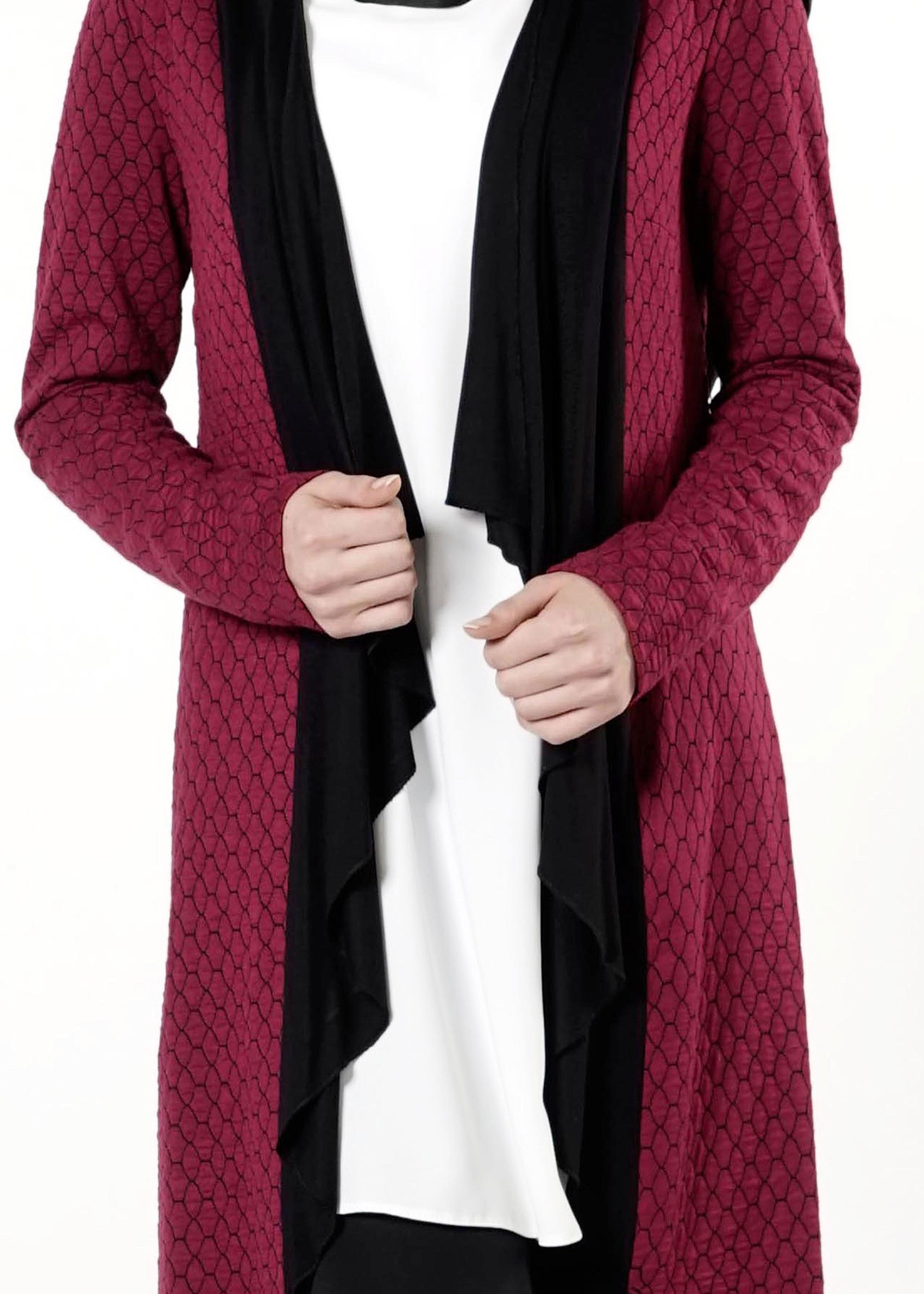 Tesettür giyim BORDO KENDİNDEN DESENLİ TUNİK 4191 