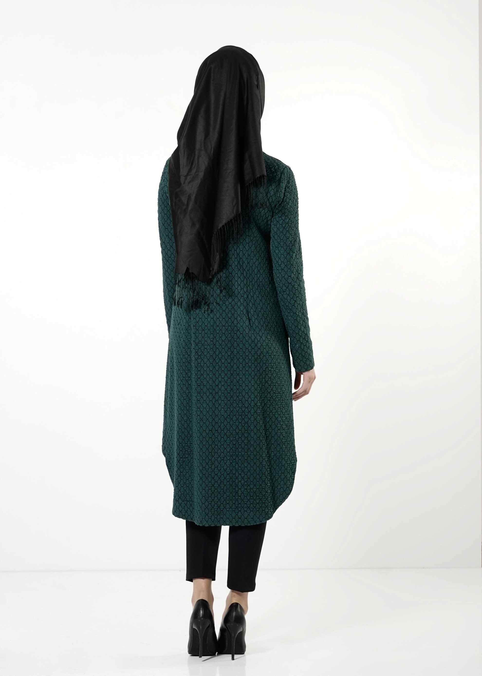 Tesettür giyim YEŞİL KENDİNDEN DESENLİ TUNİK 4191 