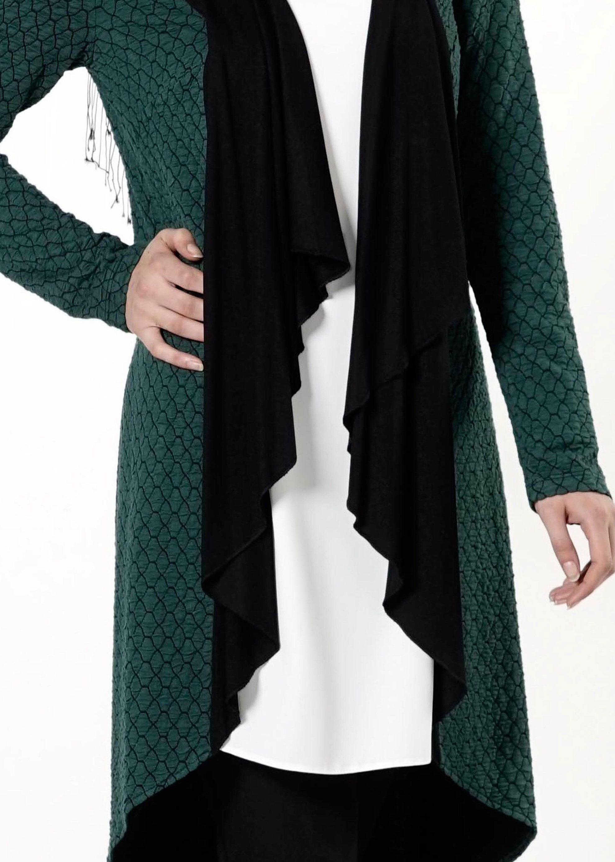 Tesettür giyim YEŞİL KENDİNDEN DESENLİ TUNİK 4191 