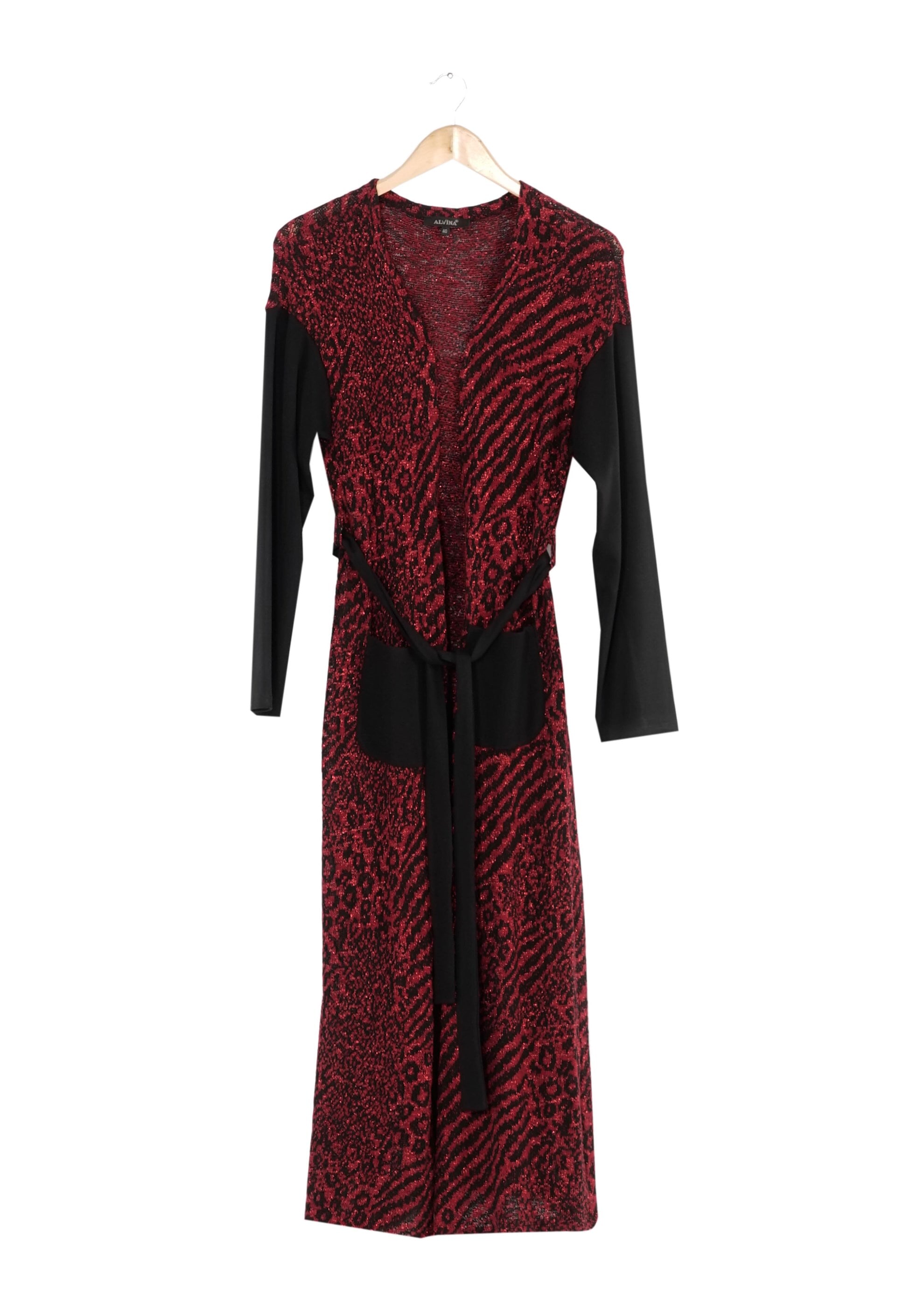 Tesettür giyim BORDO DESENLİ KUŞAKLI TUNİK 4192 