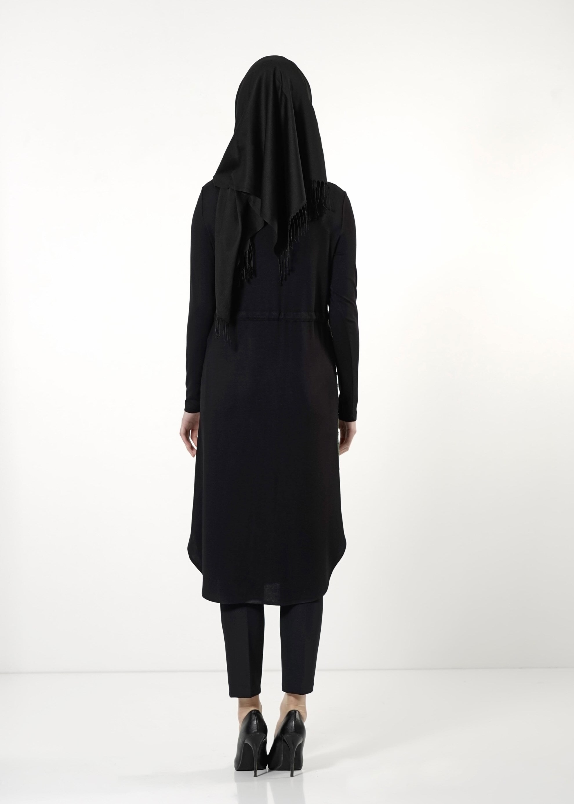 Tesettür giyim YEŞİL BELİ BÜZGÜLÜ TUNİK 4195 