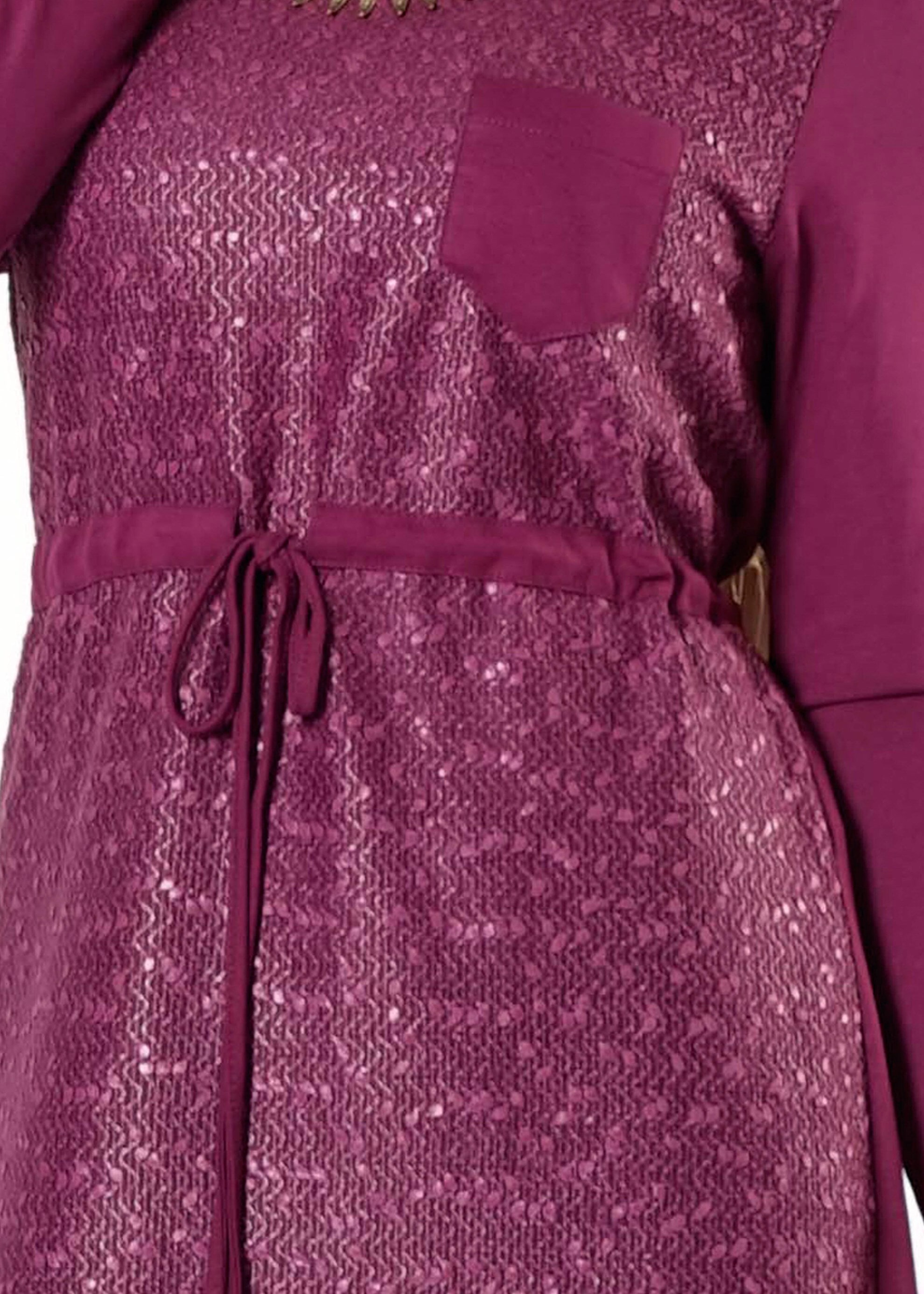 Tesettür giyim FUŞYA BELİ BÜZGÜLÜ TUNİK 4195 