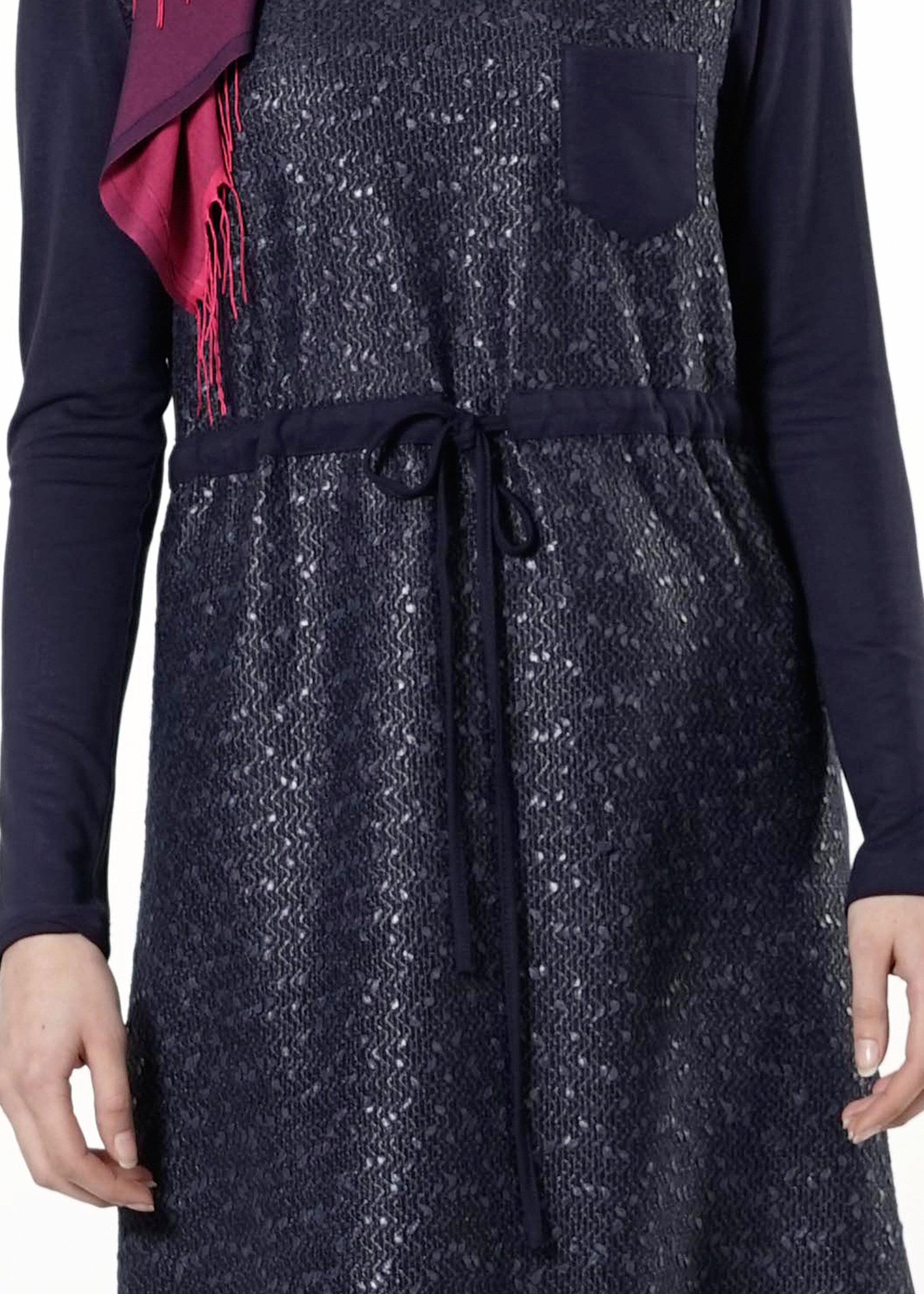 Tesettür giyim LACİVERT BELİ BÜZGÜLÜ TUNİK 4195 