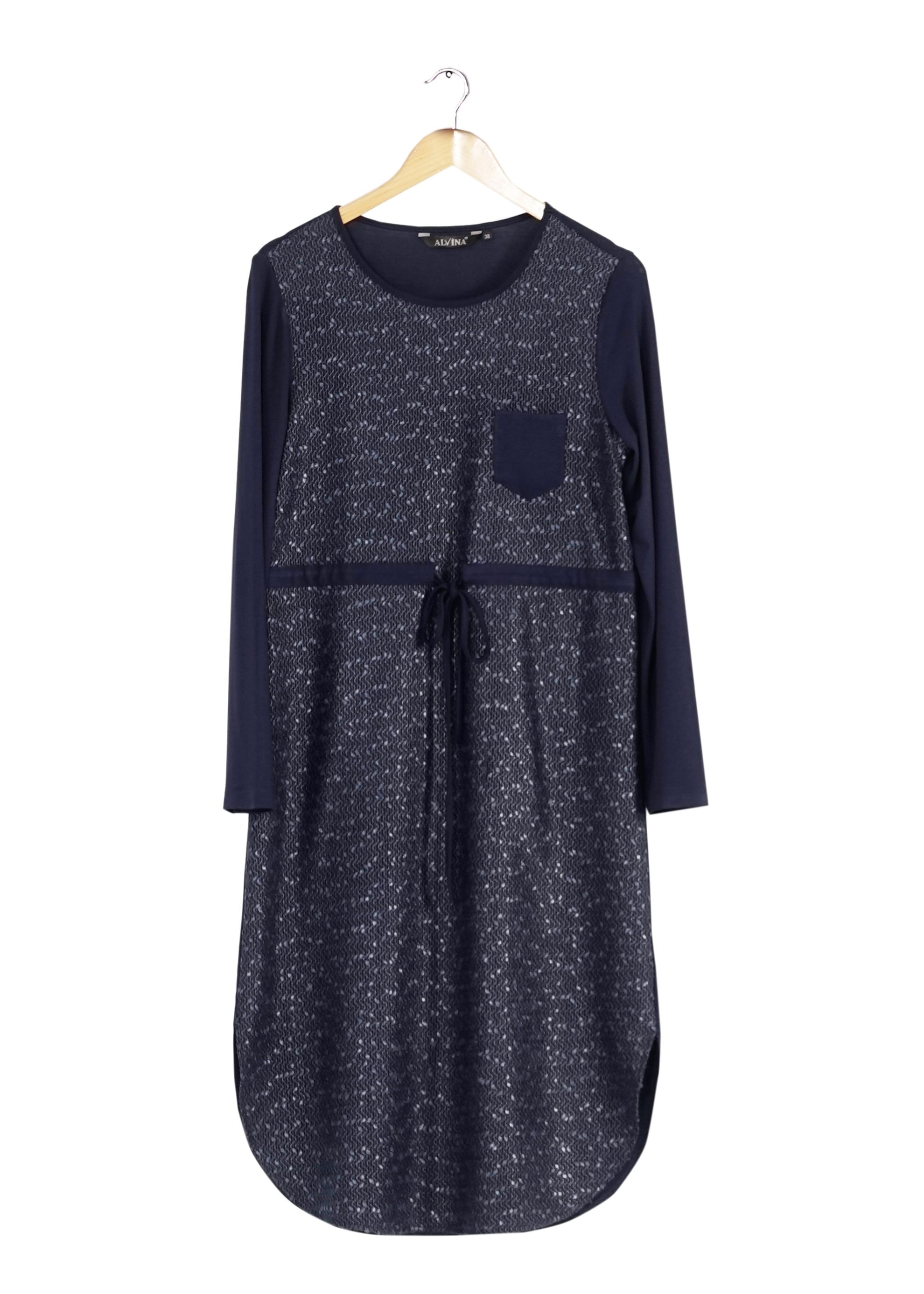 Tesettür giyim LACİVERT BELİ BÜZGÜLÜ TUNİK 4195 