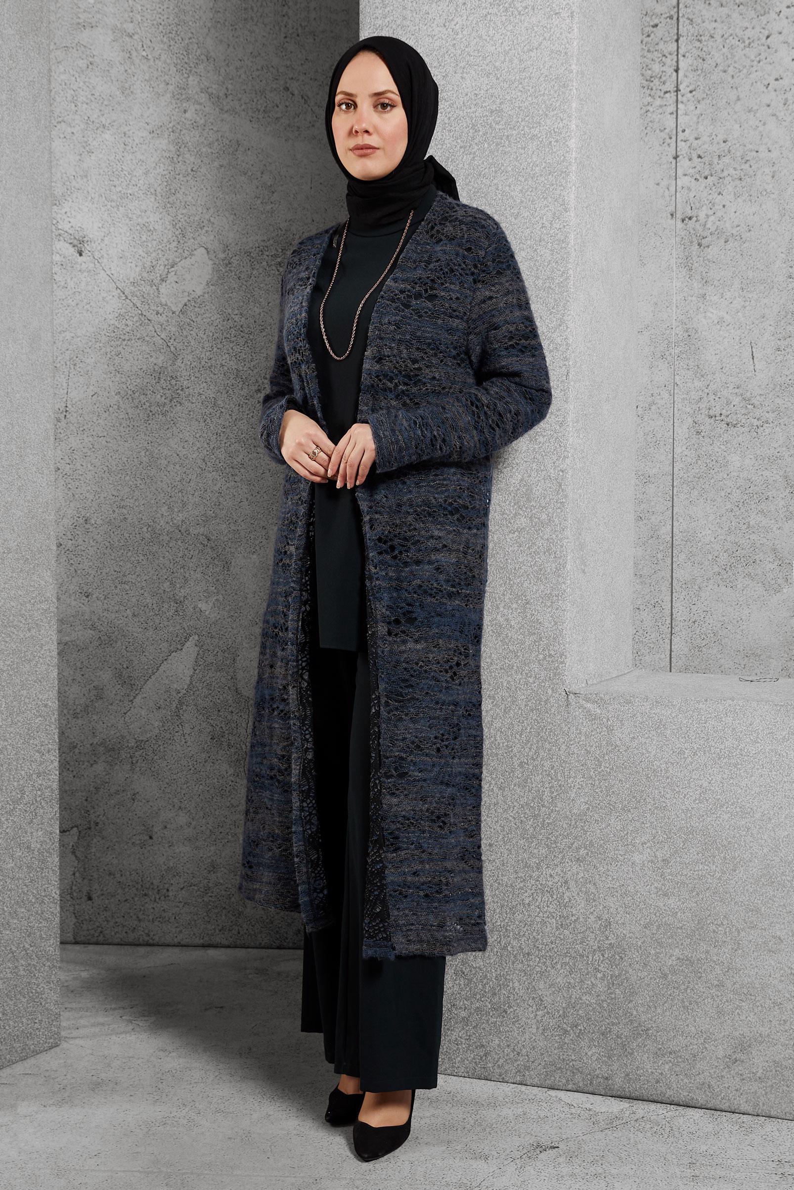 Tesettür giyim LACİVERT UZUN HIRKA 4203