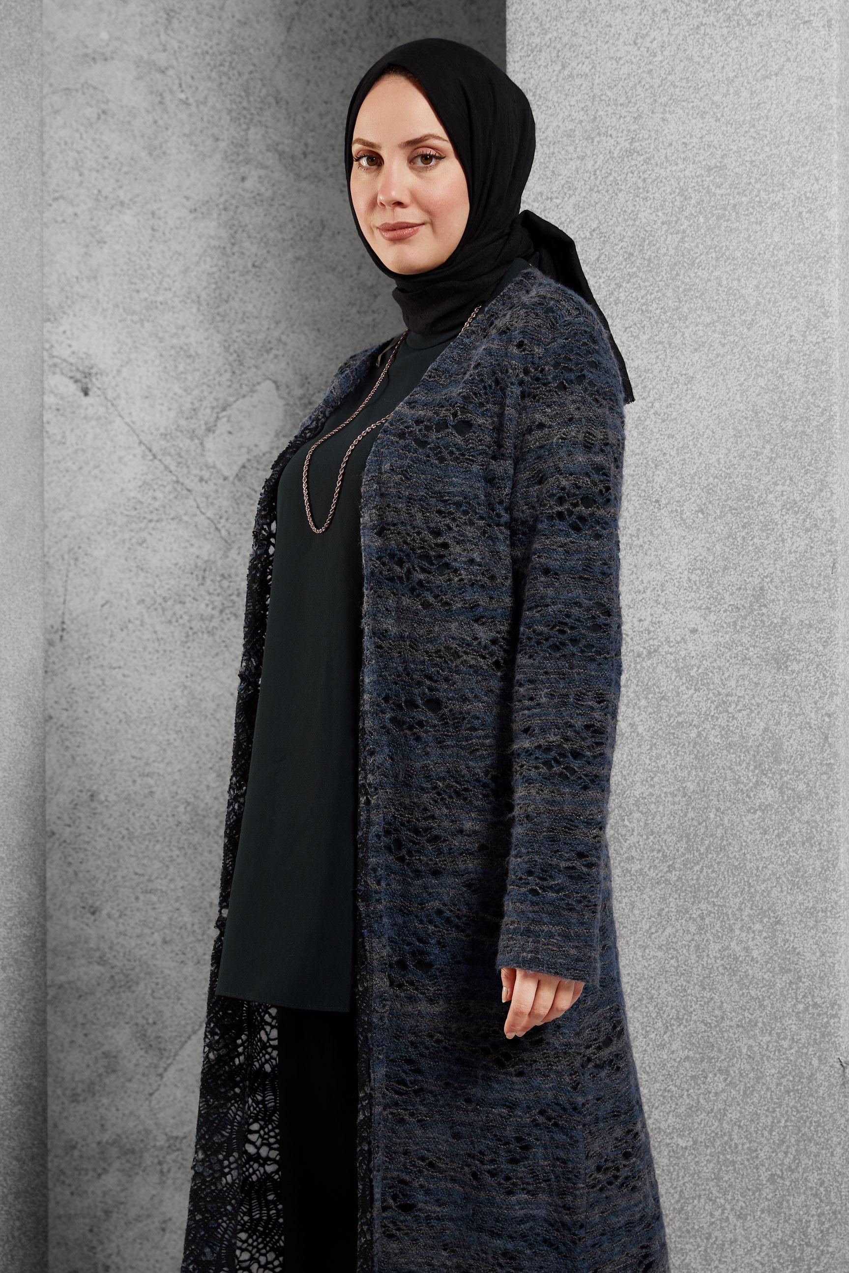 Tesettür giyim LACİVERT UZUN HIRKA 4203