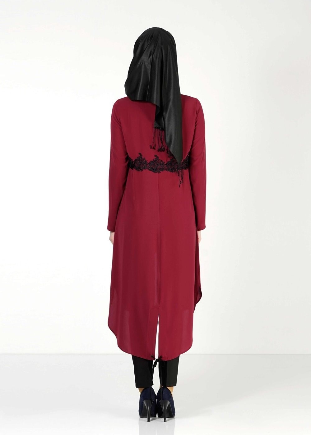 Tesettür giyim BORDO FERMUARLI TUNİK 4790 