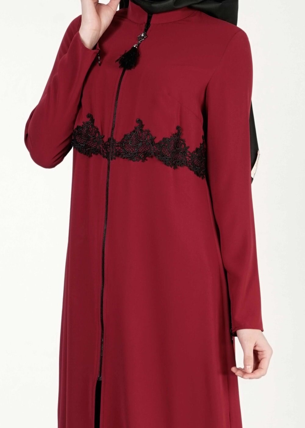 Tesettür giyim BORDO FERMUARLI TUNİK 4790 