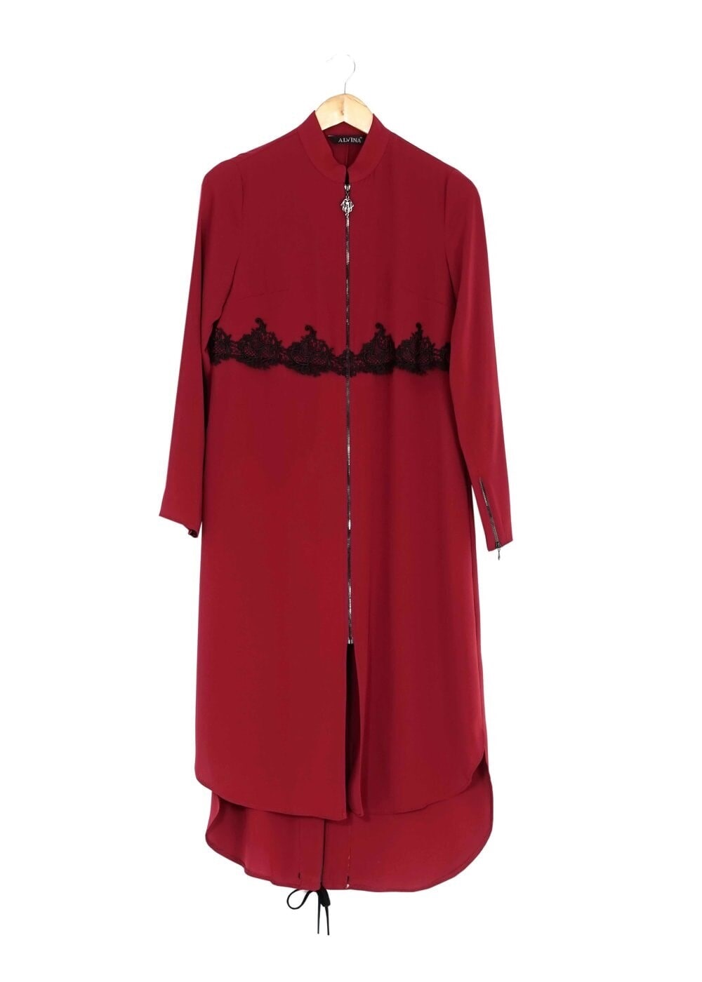 Tesettür giyim BORDO FERMUARLI TUNİK 4790 