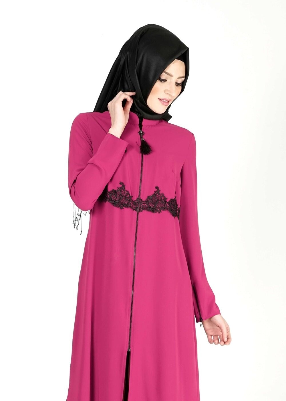 Tesettür giyim FUŞYA FERMUARLI TUNİK 4790 