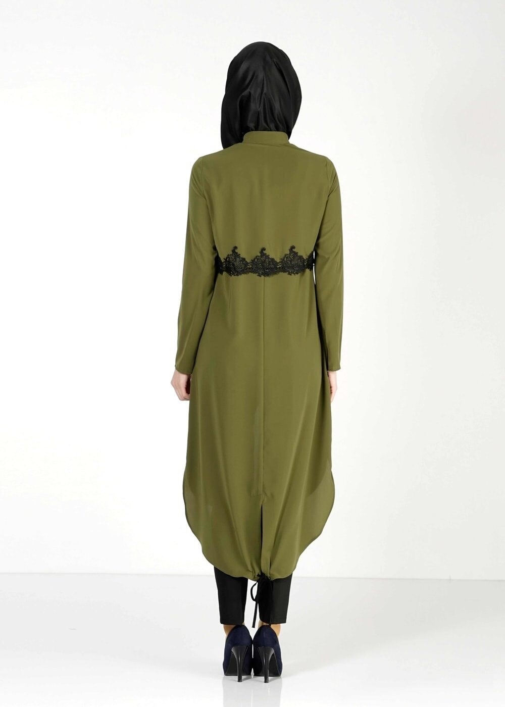 Tesettür giyim HAKİ FERMUARLI TUNİK 4790 