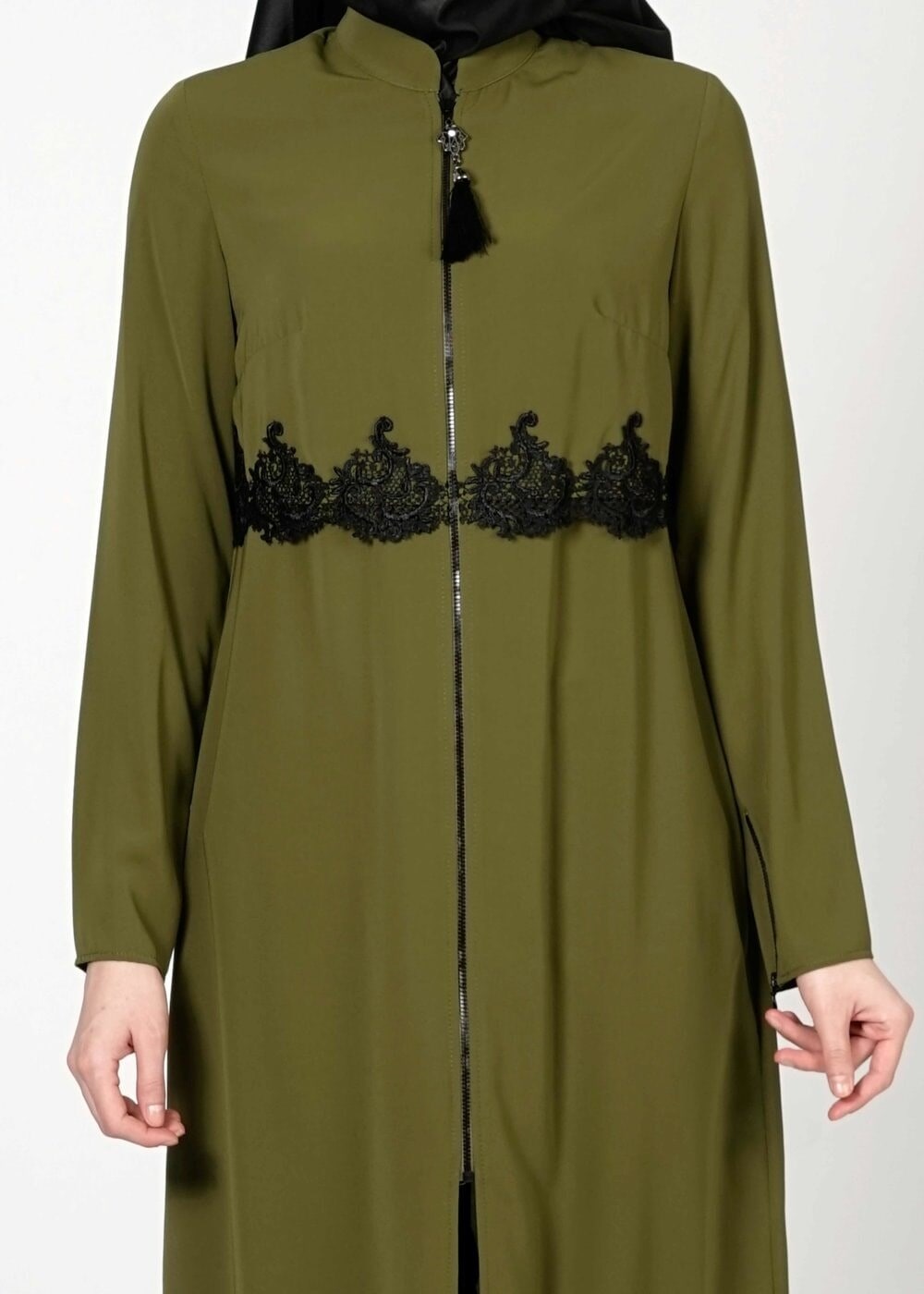 Tesettür giyim HAKİ FERMUARLI TUNİK 4790 