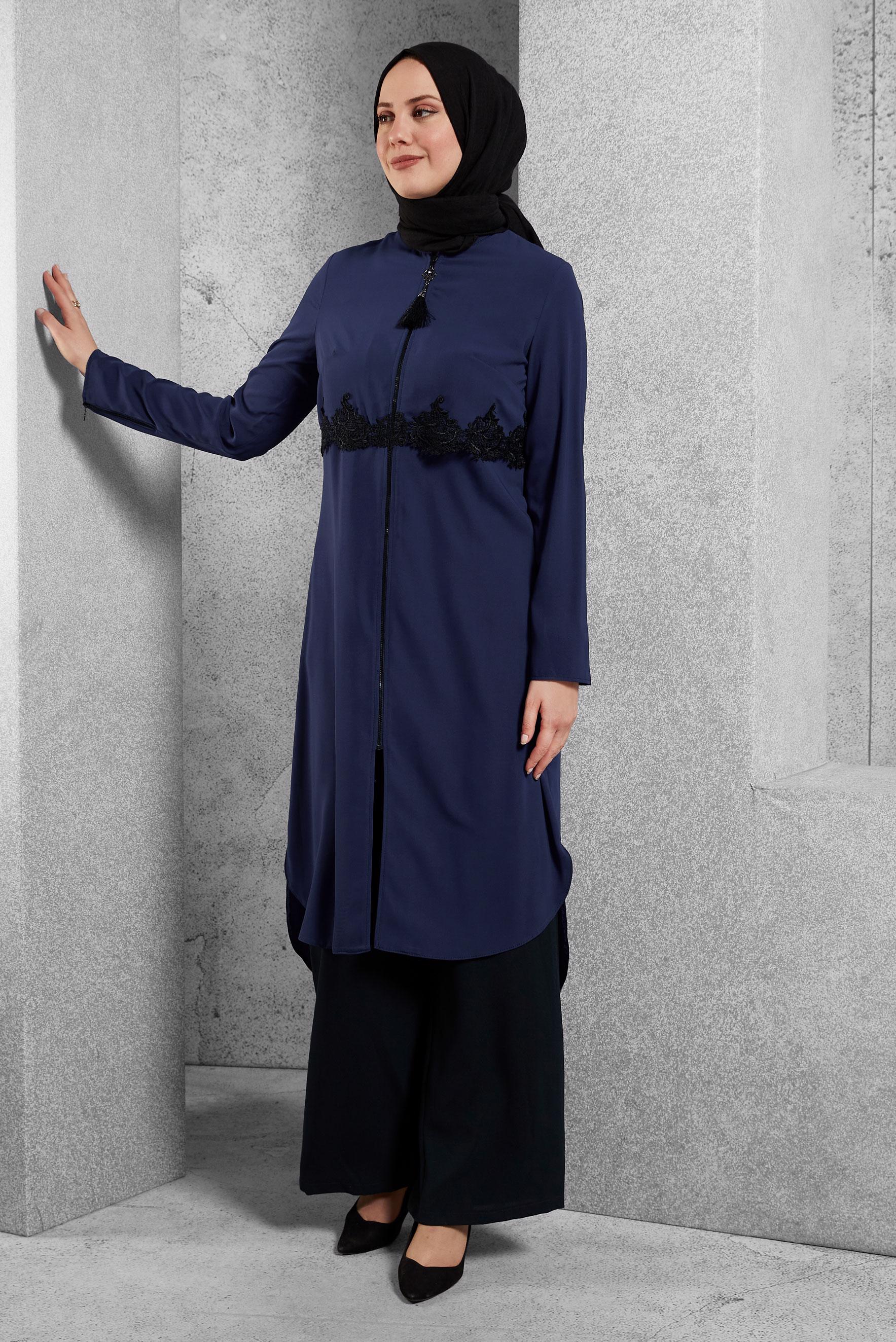 Tesettür giyim LACİVERT FERMUARLI TUNİK 4790 