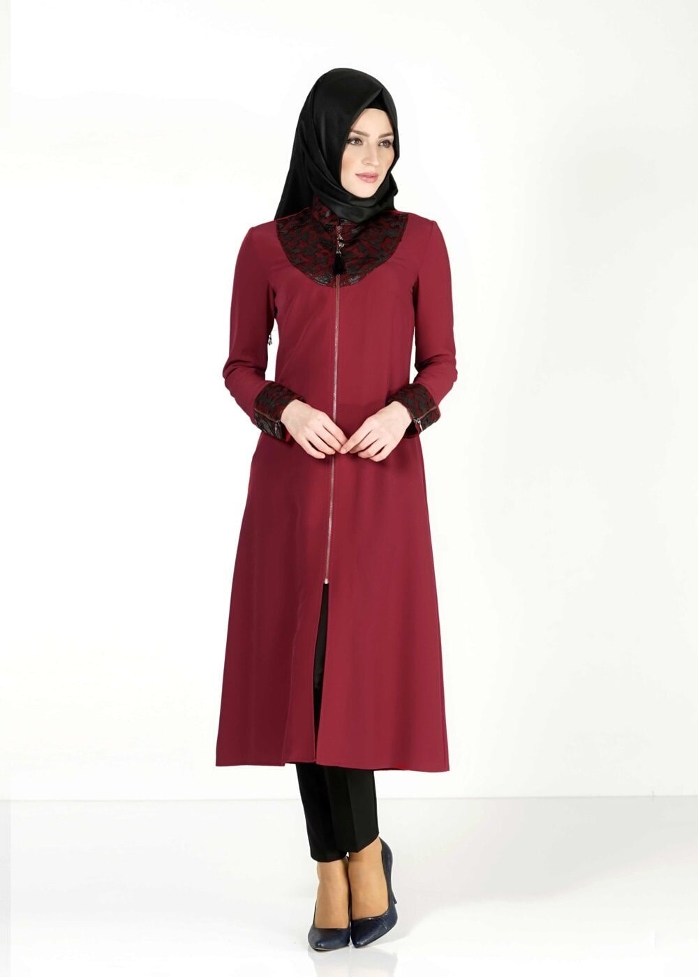 Tesettür giyim BORDO GÜPÜRLÜ TUNİK 4791 