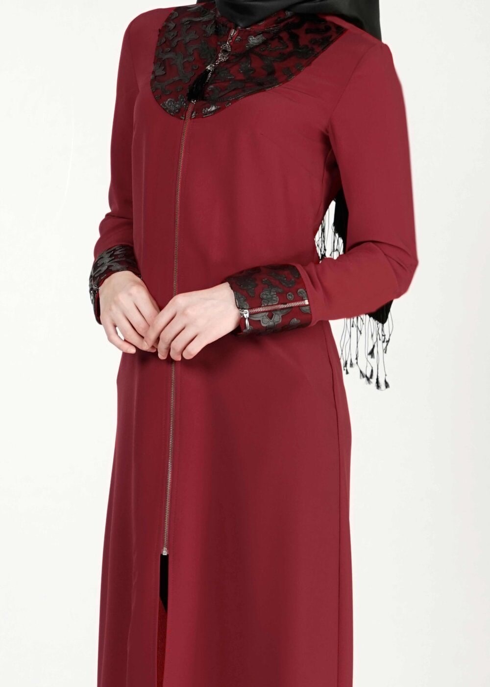 Tesettür giyim BORDO GÜPÜRLÜ TUNİK 4791 