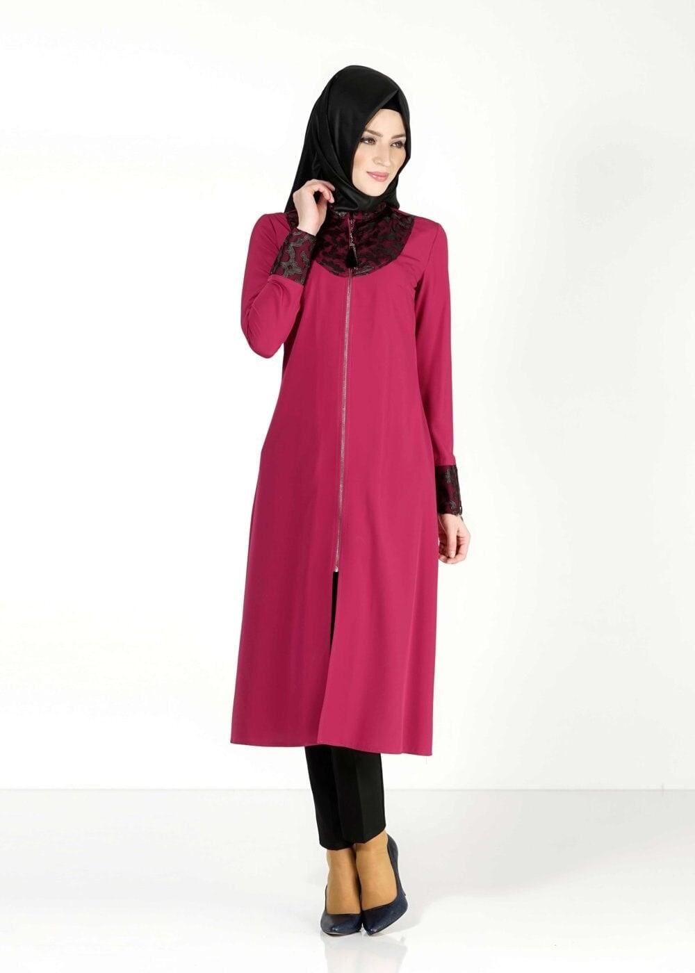 Tesettür giyim FUŞYA GÜPÜRLÜ TUNİK 4791 