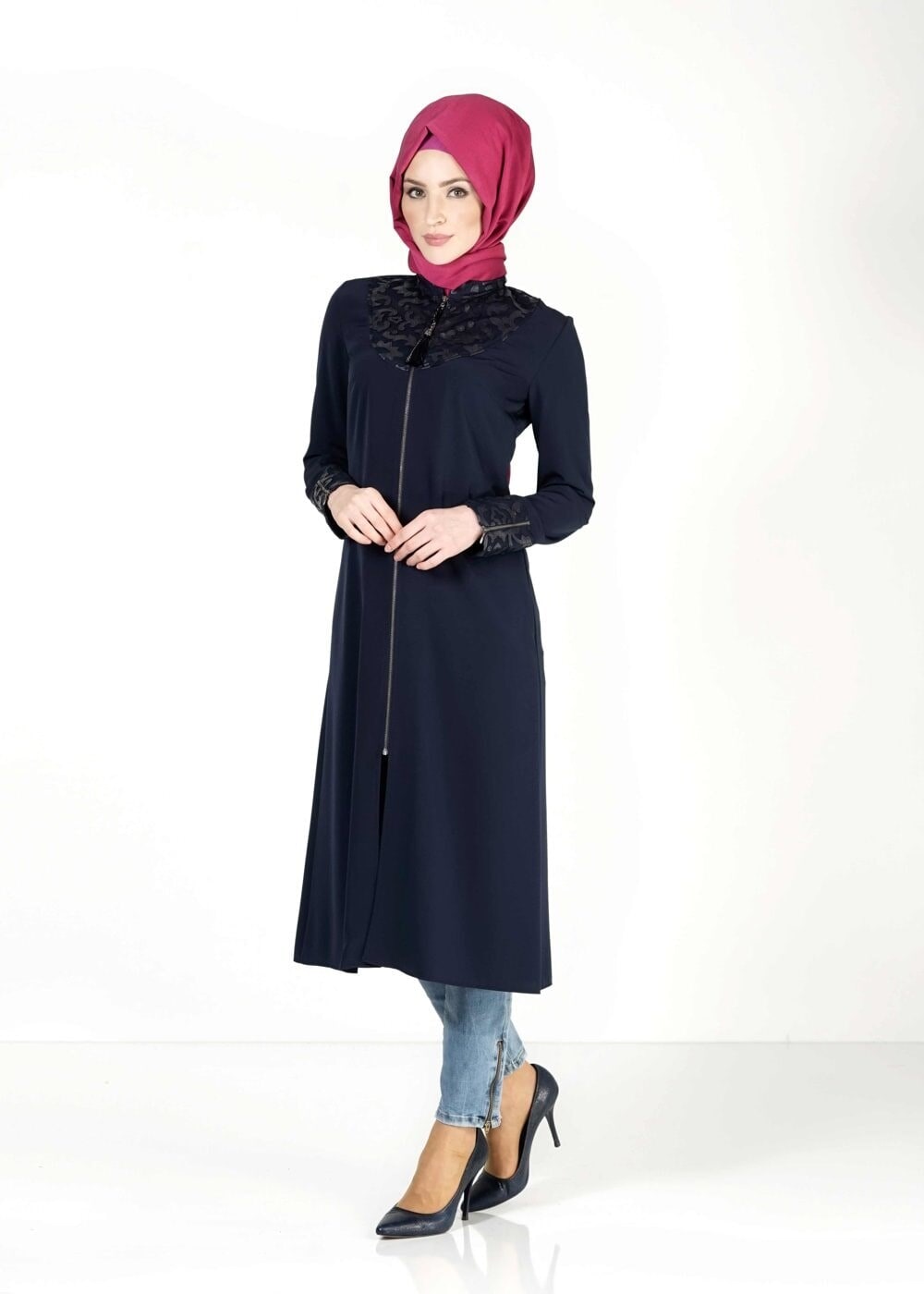 Tesettür giyim LACİVERT GÜPÜRLÜ TUNİK 4791 