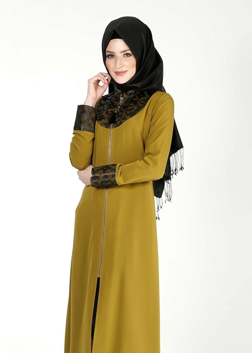 Tesettür giyim YEŞİL GÜPÜRLÜ TUNİK 4791 