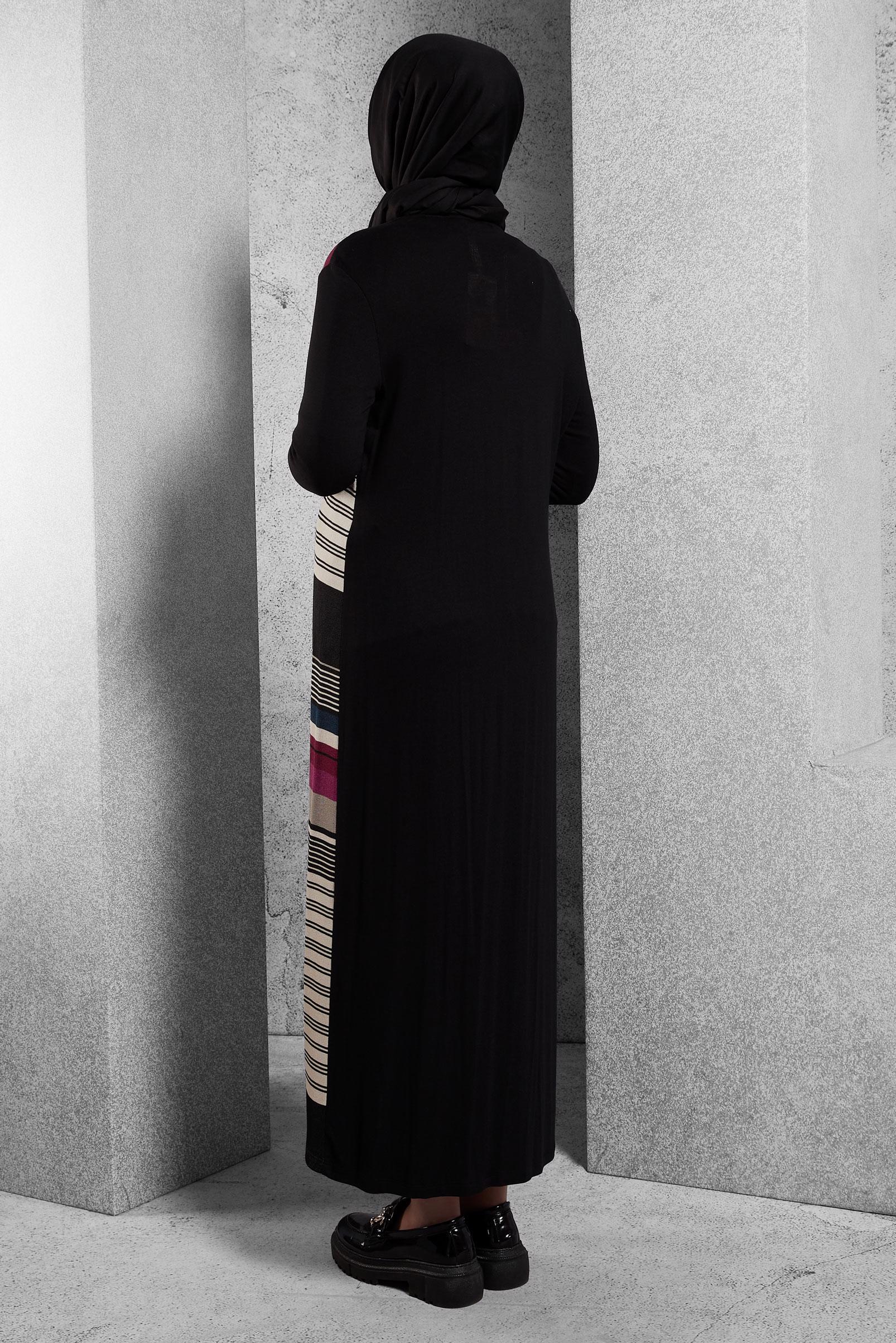 Tesettür giyim FUŞYA ÇİZGİLİ TUNİK 4086-1