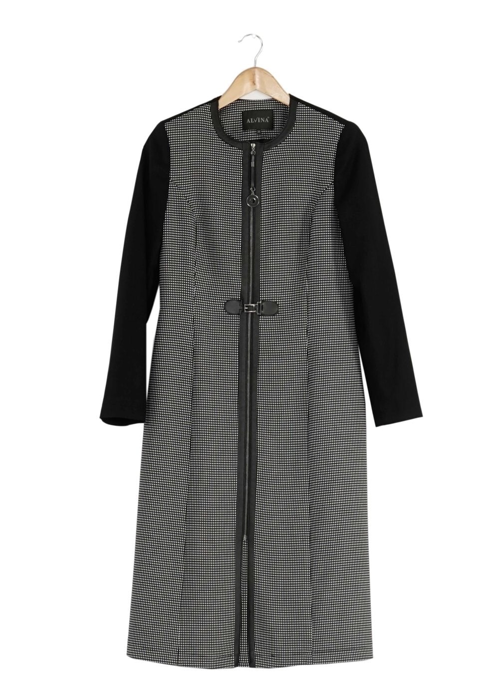 Tesettür giyim SİYAH PÖTİKARE DESEN TRENÇKOT 1591 