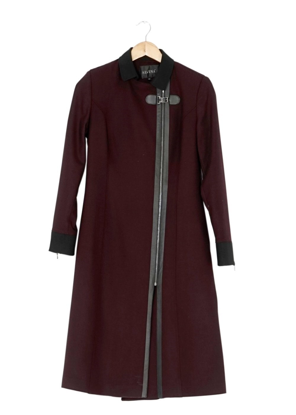 Tesettür giyim BORDO FERMUARLI TRENÇKOT 1593 