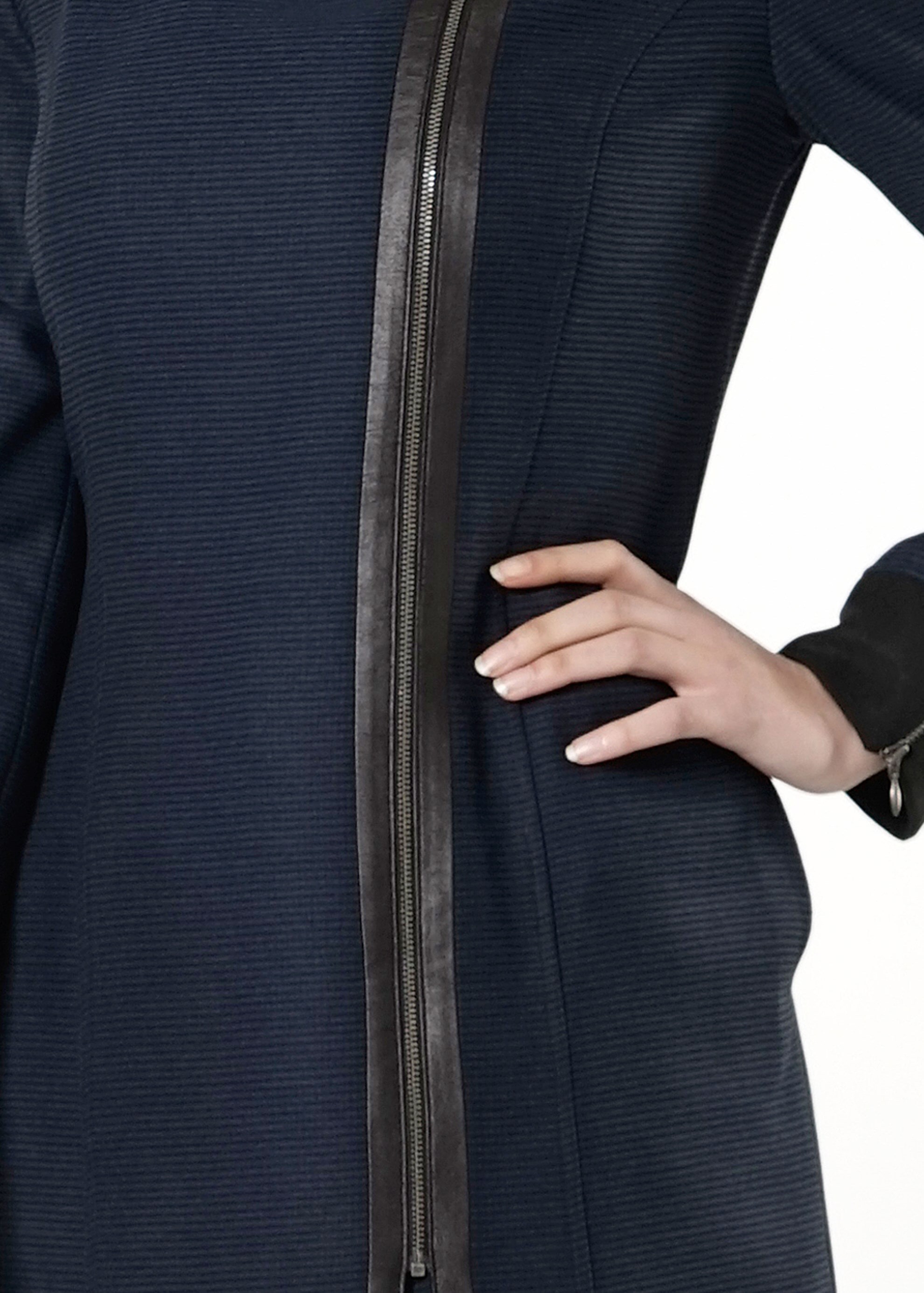 Tesettür giyim LACİVERT FERMUARLI TRENÇKOT 1593 