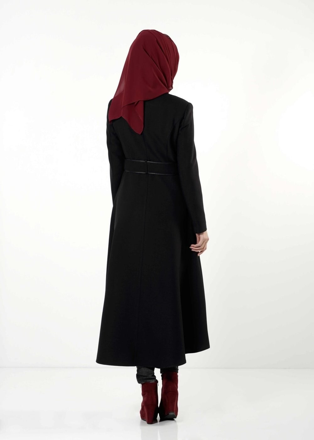 Tesettür giyim SİYAH FİLE DETAYLI TRENÇKOT 1595 