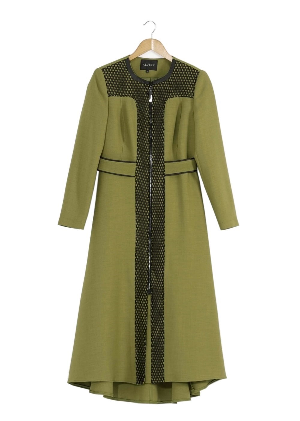 Tesettür giyim YEŞİL FİLE DETAYLI TRENÇKOT 1595 