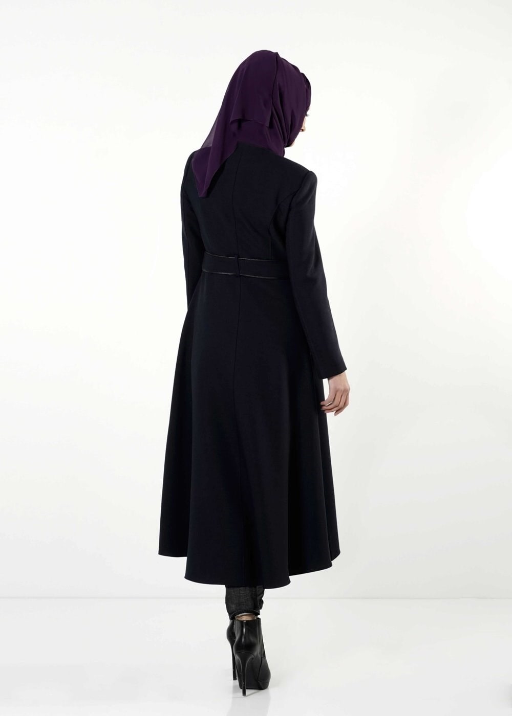 Tesettür giyim LACİVERT FİLE DETAYLI TRENÇKOT 1595 