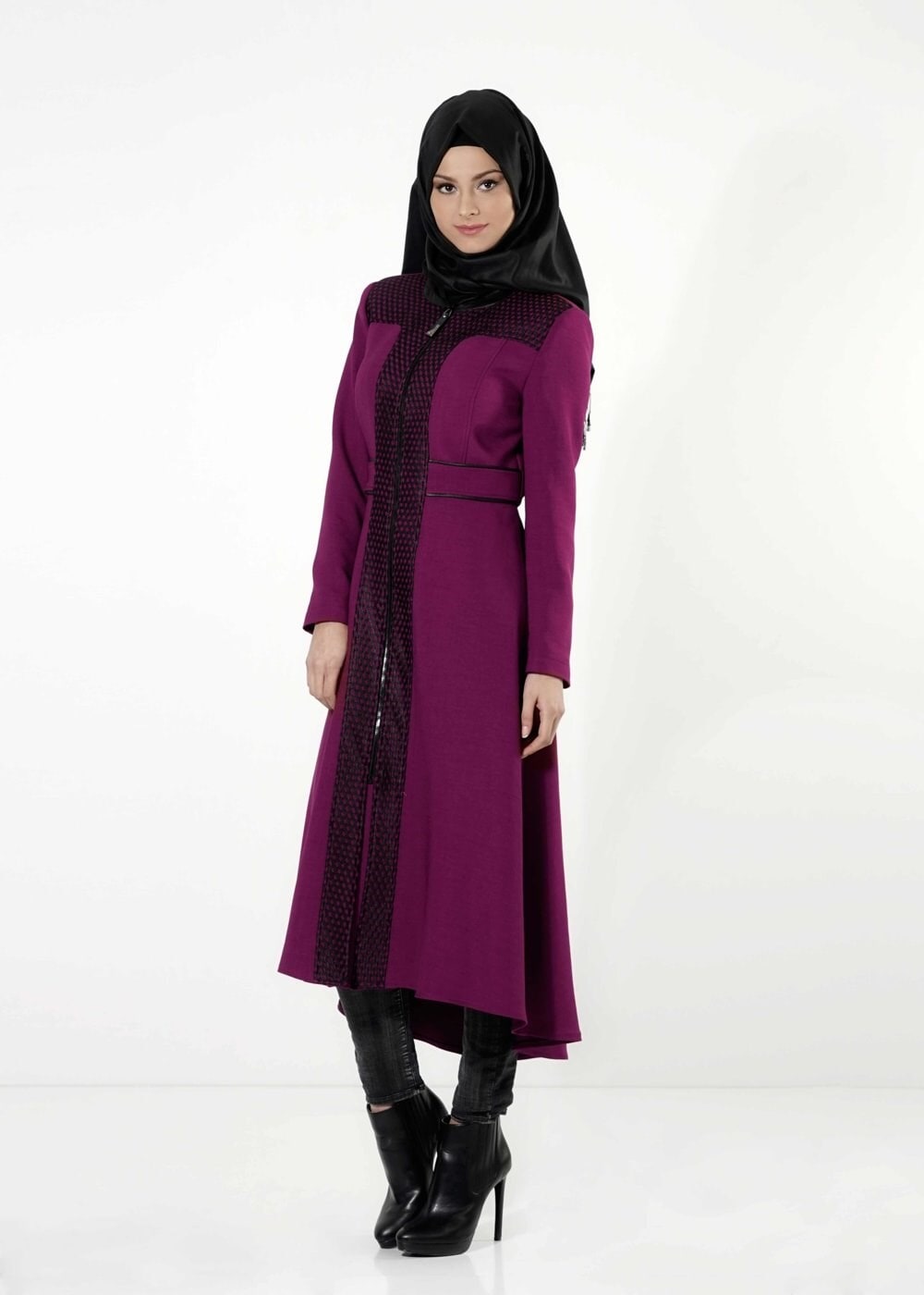 Tesettür giyim MÜRDÜM FİLE DETAYLI TRENÇKOT 1595 