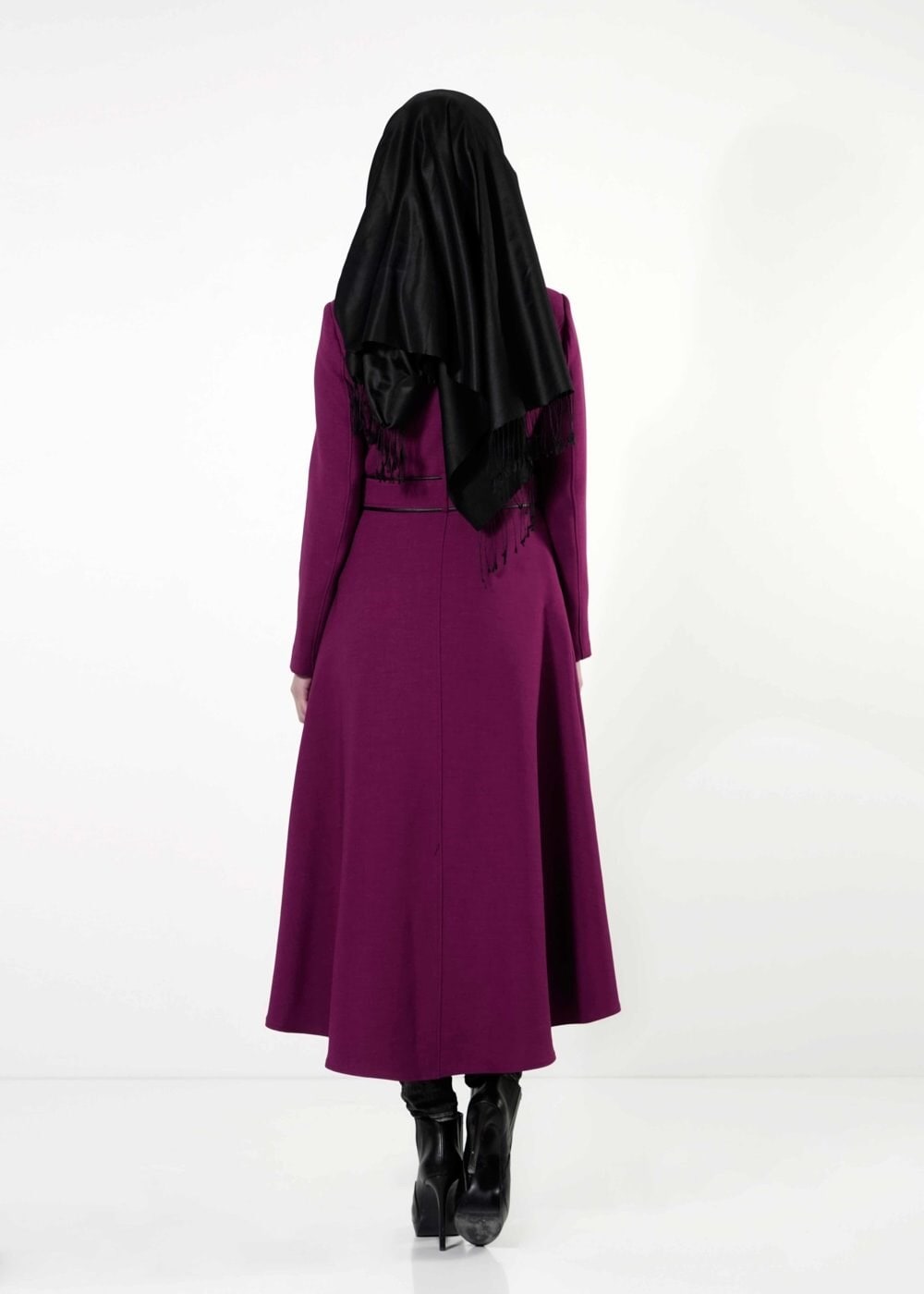 Tesettür giyim MÜRDÜM FİLE DETAYLI TRENÇKOT 1595 