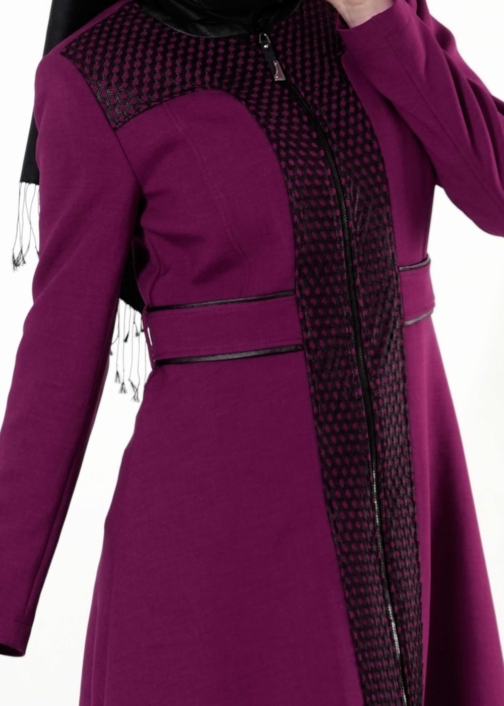 Tesettür giyim MÜRDÜM FİLE DETAYLI TRENÇKOT 1595 