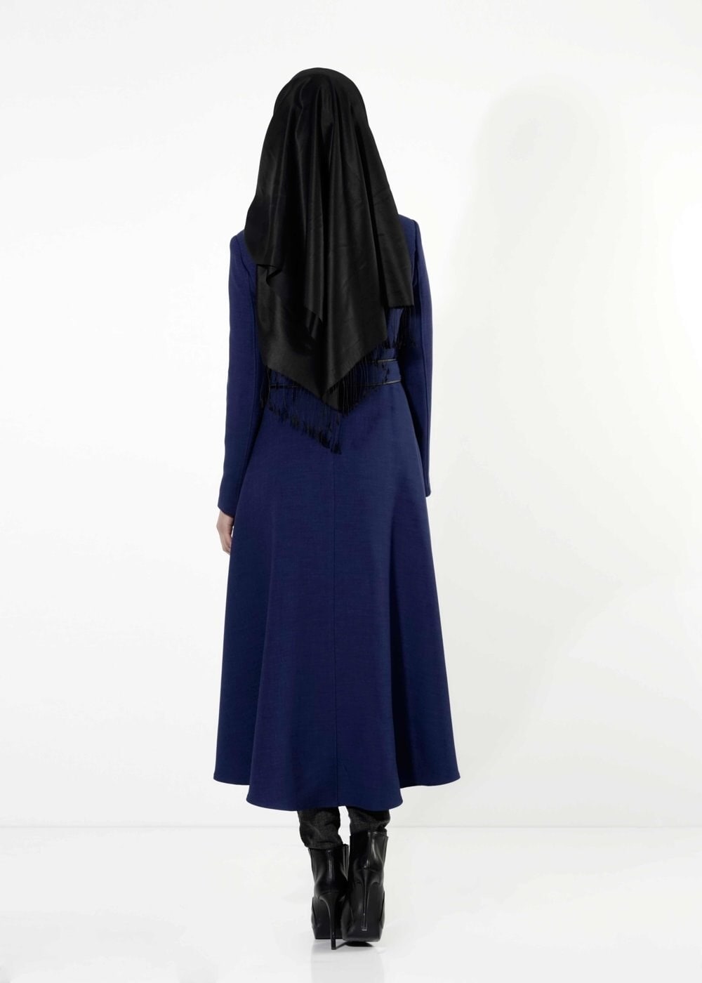 Tesettür giyim LACİVERT FİLE DETAYLI TRENÇKOT 1595 