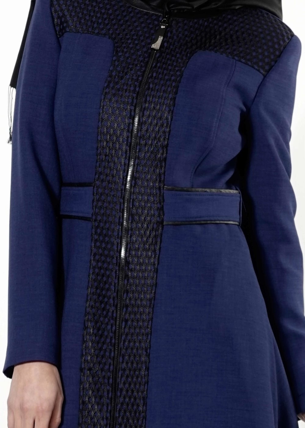 Tesettür giyim LACİVERT FİLE DETAYLI TRENÇKOT 1595 